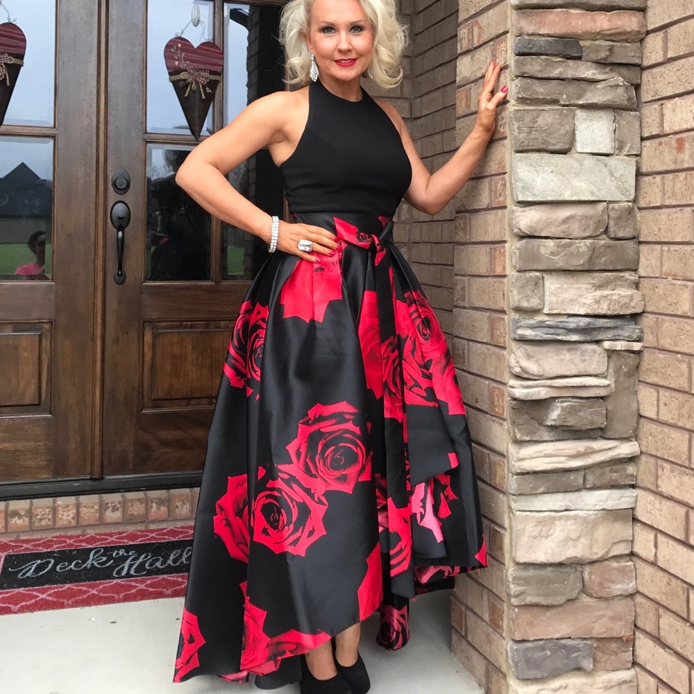 Red Black Prom Formal Satin High Low Dress size 4